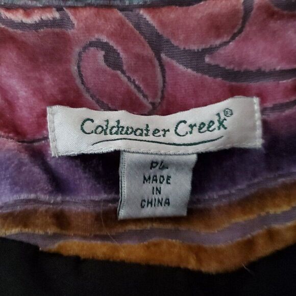 Coldwater Creek Burnout Velvet Jacket PL L Petite Art To Wear Purple Orange - Picture 5 of 7